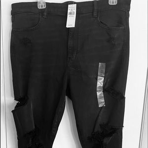 AMERICAN EAGLE BLACK DESTROYED JEGGINGS SZ 18 NWT